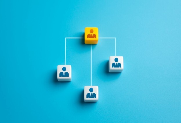 A visual concept of an office organisation structure, conveying a tax efficient company structure.